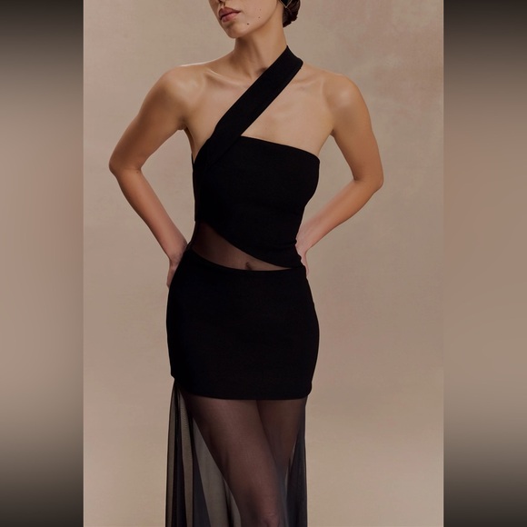 Meshki Black One-Shoulder Sheer Dress - Picture 5 of 6